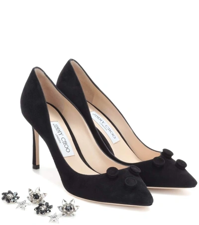 Shop Jimmy Choo Jasmine 85 Pumps With Crystal Buttons In Llack