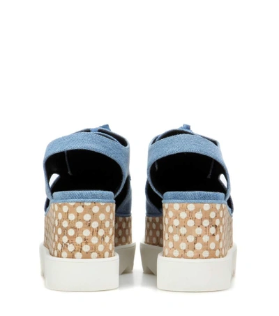 Shop Stella Mccartney Elyse Cut-out Denim Platform Derby Shoes In Ziec