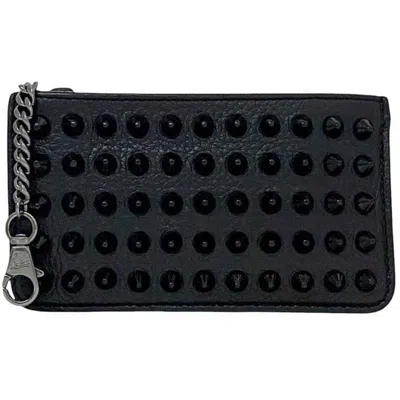 Pre-owned Christian Louboutin Black Leather Coin Purse/coin Case ()