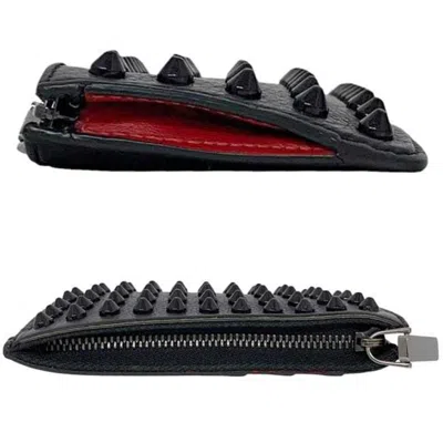 Pre-owned Christian Louboutin Black Leather Coin Purse/coin Case ()