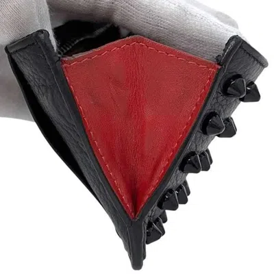 Pre-owned Christian Louboutin Black Leather Coin Purse/coin Case ()