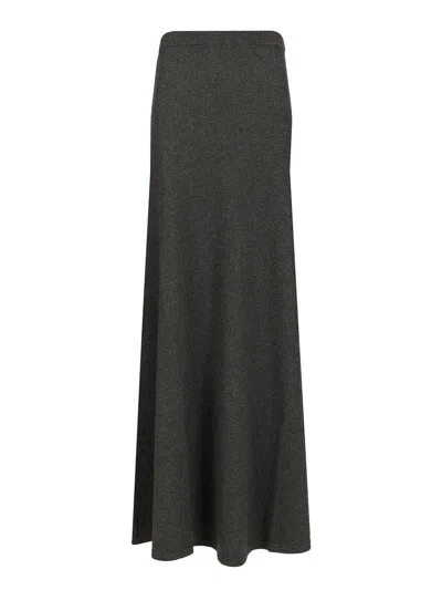 Balenciaga Long Grey Wool Skirt In Black