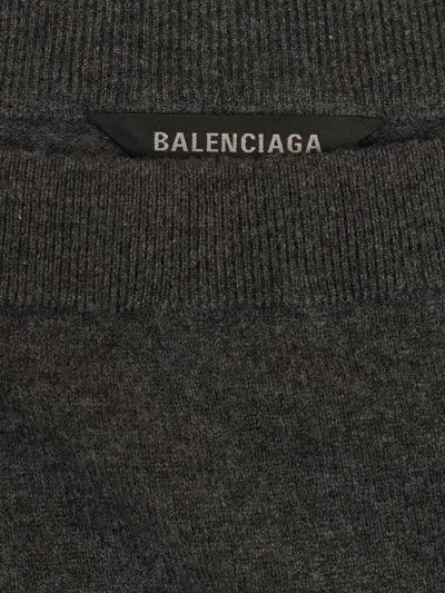 Balenciaga Long Grey Wool Skirt In Black