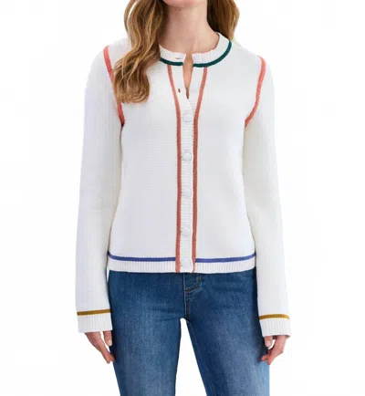 Fdj Tipping Cotton Cardigan In Creme In White