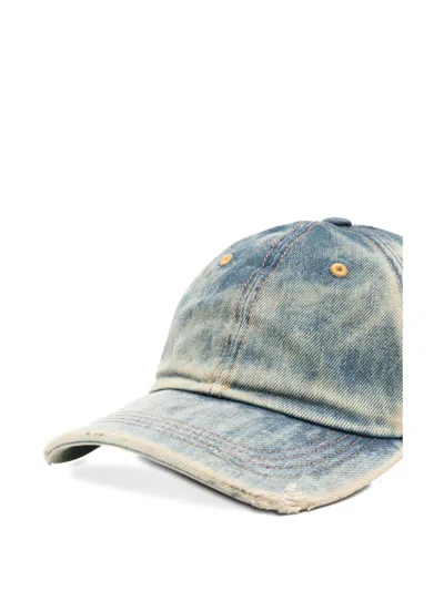 Acne Studios Blue Denim Classic Baseball Hat In Brown
