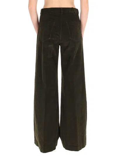 Aspesi Saint Laurent V-waist Jeans With A Wide-leg Cut In Green