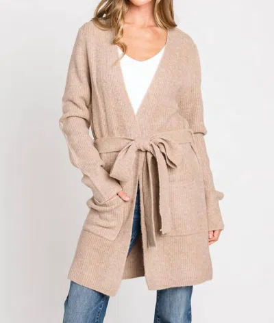 Be Cool Belted Cardigan In Oat In Neutral