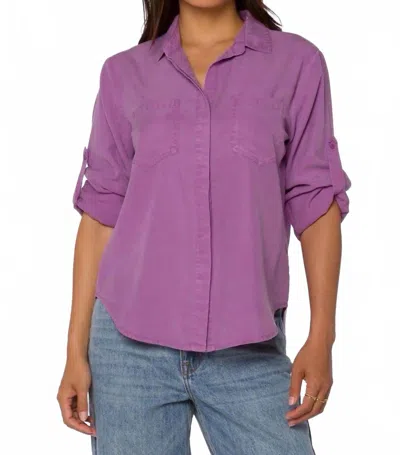 Velvet Heart Riley Split Back Button Top In Lavender In Purple