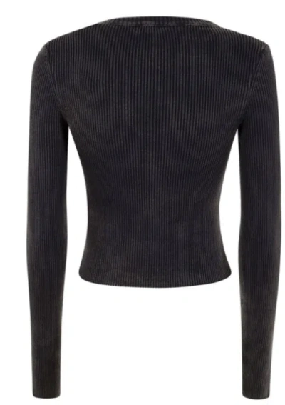 Diesel M-anchor-a Fitted Ribbed Knit Long-sleeve Top In Black
