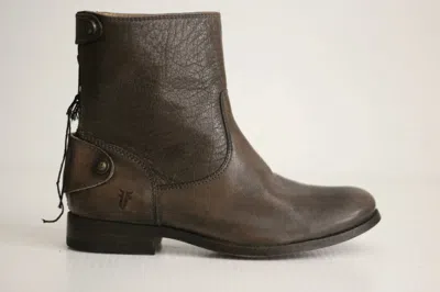 Frye Women's Melissa Button Zip Short Ankle Boots In Dark Brown In Brown