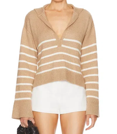 Matthew Bruch Striped Sailor Knit Pullover Sweater In Khaki In Brown