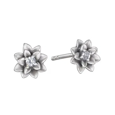Satya Jewelry Soul Renewal Silver Lotus Earrings In Silver