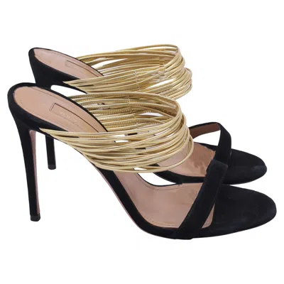 Aquazzura Rendez Vous Sandals In Black Suede And Leather In Black