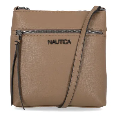Nautica Womens Zip Crossbody Bag In Brown