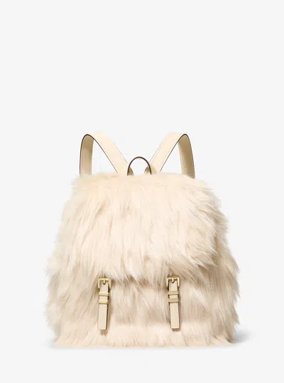 Michael Kors Quinn Medium Faux Fur Backpack In White