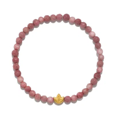 Satya Jewelry Healing Journey Rhodonite Stretch Bracelet In Gold
