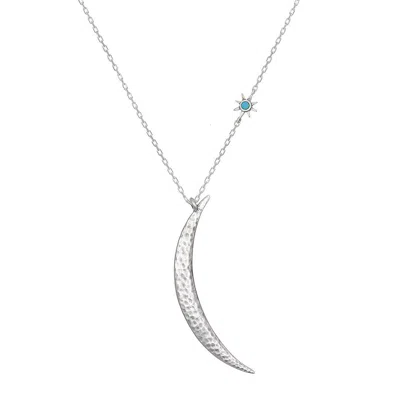 Satya Jewelry Illuminated Path Silver Moon Necklace In Silver