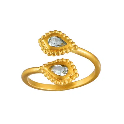 Satya Jewelry Commune With Love Blue Topaz Adjustable Ring In Gold