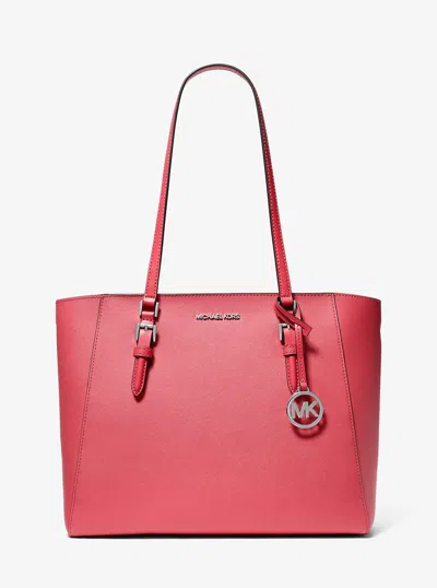 Michael Kors Outlet Charlotte Large Leather And Signature Logo 3-in-1 Tote Bag In Pink
