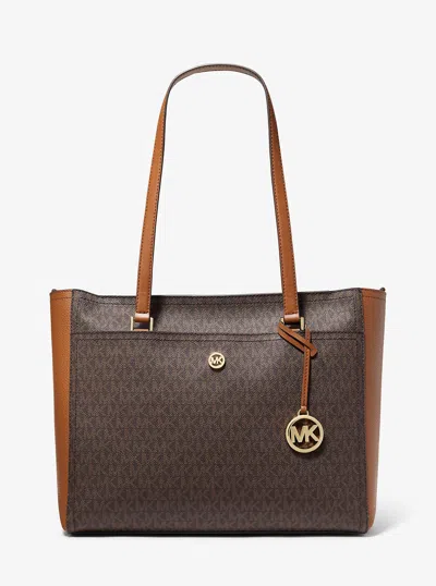 Michael Kors Outlet Maisie Large Logo 3-in-1 Tote Bag In Brown