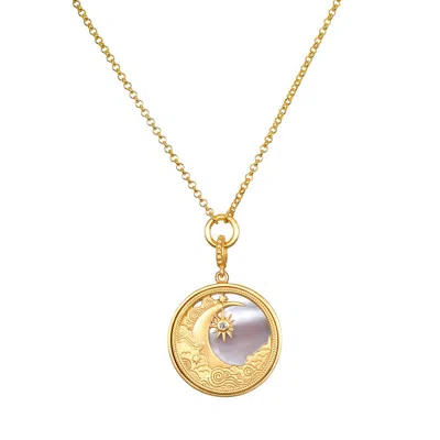 Satya Jewelry Waking Dreams Mother Of Pearl Celestial Necklace In Gold