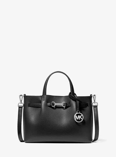Michael Kors Outlet Carson Small Pebbled Leather Satchel In Black