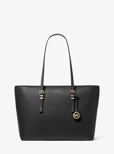 Michael Kors Quinn Large Pebbled Leather Tote Bag In Black