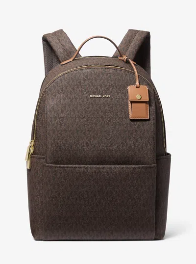 Michael Kors Sable Large Signature Logo Backpack In Brown
