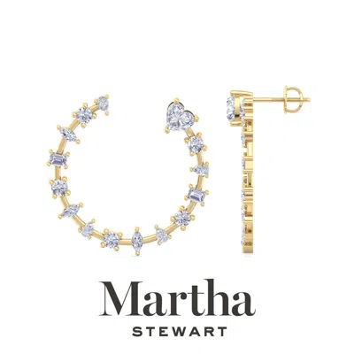 Martha Stewart 3 Carat Lab Grown Diamond Hoop Earrings, 14 Karat Gold Diamond Hoop Earrings For Women Fancy In Gold
