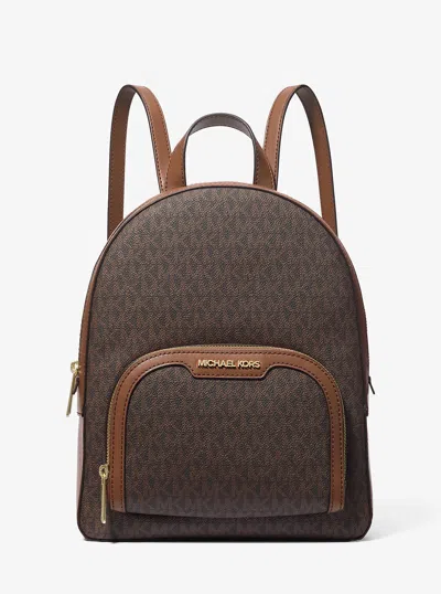 Michael Kors Outlet Jaycee Extra-small Signature Logo Backpack In Brown