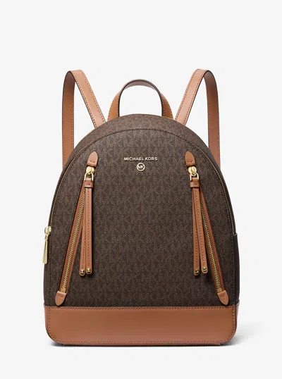 Michael Kors Brooklyn Medium Logo Backpack In Brown