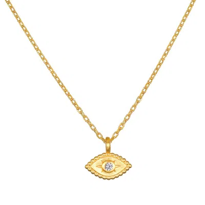 Satya Jewelry Shielded Spirit White Topaz Evil Eye Necklace In Gold