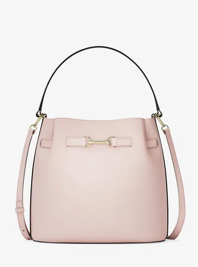 Michael Kors Outlet Carson Medium Pebbled Leather Convertible Bucket Crossbody Bag In Pink