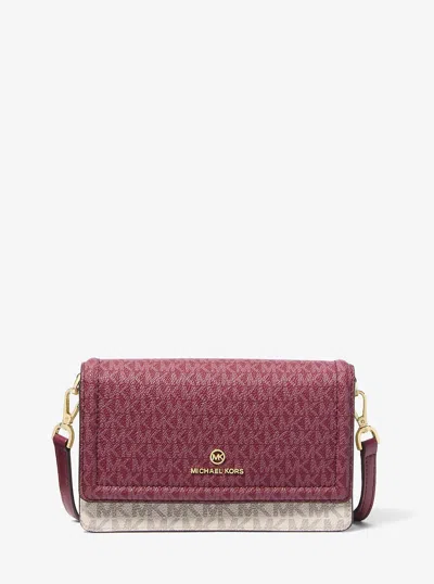 Michael Kors Jet Set Small Two-tone Logo Smartphone Crossbody Bag In Red