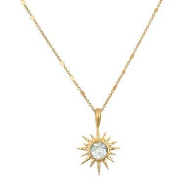 Satya Jewelry North Star Blue Topaz Starburst Necklace In Gold