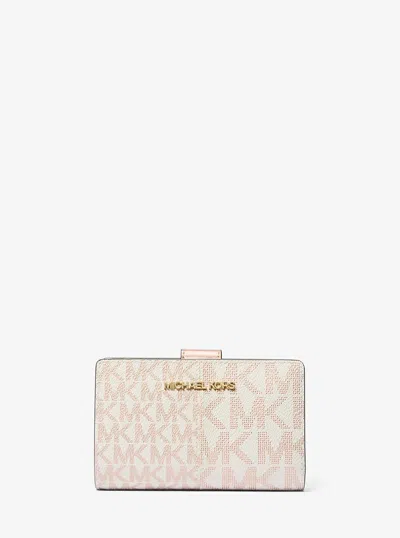 Michael Kors Outlet Jet Set Medium Metallic Logo Wallet In Multi