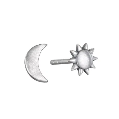 Satya Jewelry Celestial Light Moon And Sun Silver Stud Earrings In Metallic