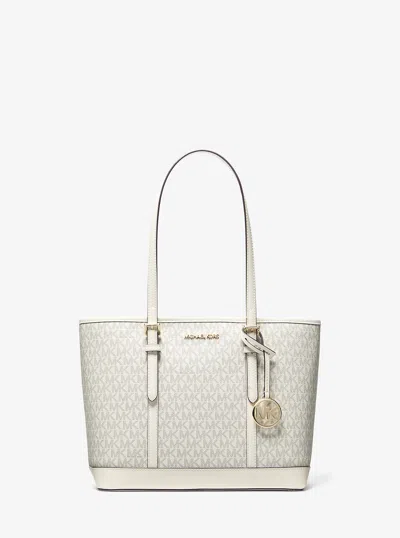 Michael Kors Outlet Jet Set Travel Small Logo Top-zip Tote Bag In White