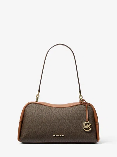 Michael Kors Outlet Cecily Medium Signature Logo Shoulder Bag In Brown