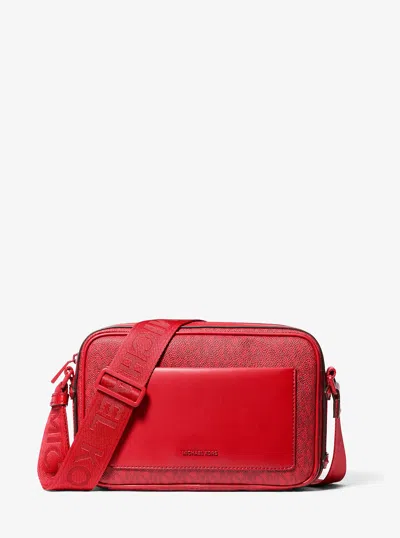Michael Kors Maeve Large Signature Logo Crossbody Bag In Red