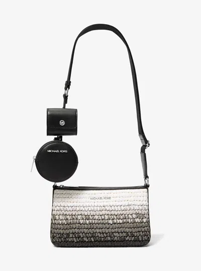 Michael Kors Outlet Jet Set Small Ombré Straw Crossbody Bag With Case For Apple Airpods Pro In Multi