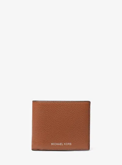 Michael Kors Outlet Cooper Pebbled Leather Billfold Wallet In Brown