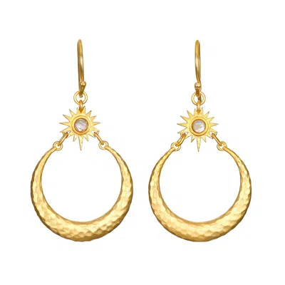Satya Jewelry Stellar Sisterhood Moonstone Hoops In Gold