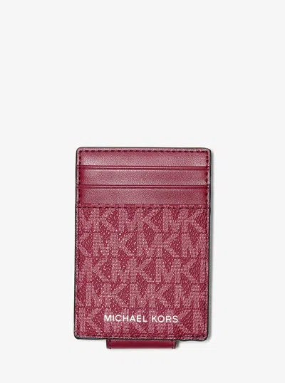 Michael Kors Outlet Cooper Signature Logo Money Clip Card Case In Multi