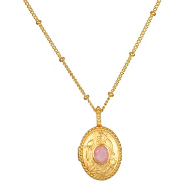 Satya Jewelry Opal Locket Necklace In Gold