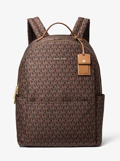 Michael Kors Sable Large Printed Signature Logo Backpack In Multi