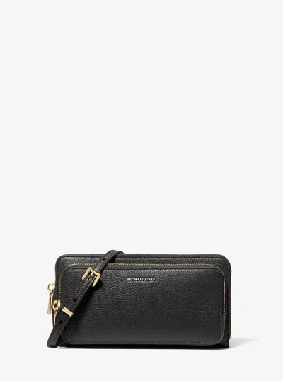 Michael Kors Jet Set Large Pebbled Leather Convertible Crossbody Bag In Black
