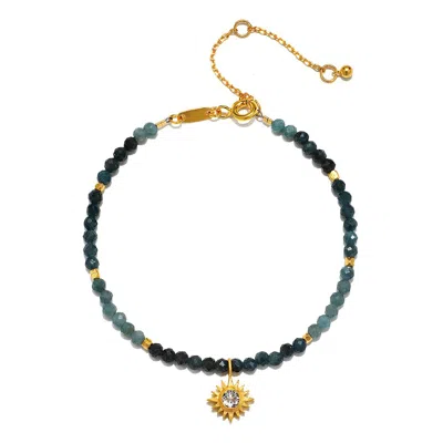 Satya Jewelry Channeling Wisdom Sapphire Starburst Beaded Bracelet In Green