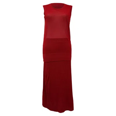 Joseph Metallic Tank Top And Midi Skirt Set In Red Viscose In Red