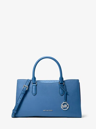 Michael Kors Outlet Arden Medium Top-zip Satchel In Blue